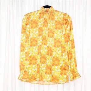 Tucker Stella Blouse Marigold Beaded Patchwork in Silk Stretch Charmeuse Top
